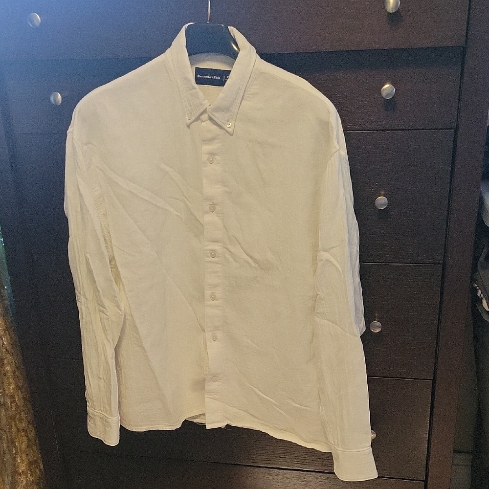 Abercrombie & Fitch Men's Button-Down Linen Blend Shirt Sz XL